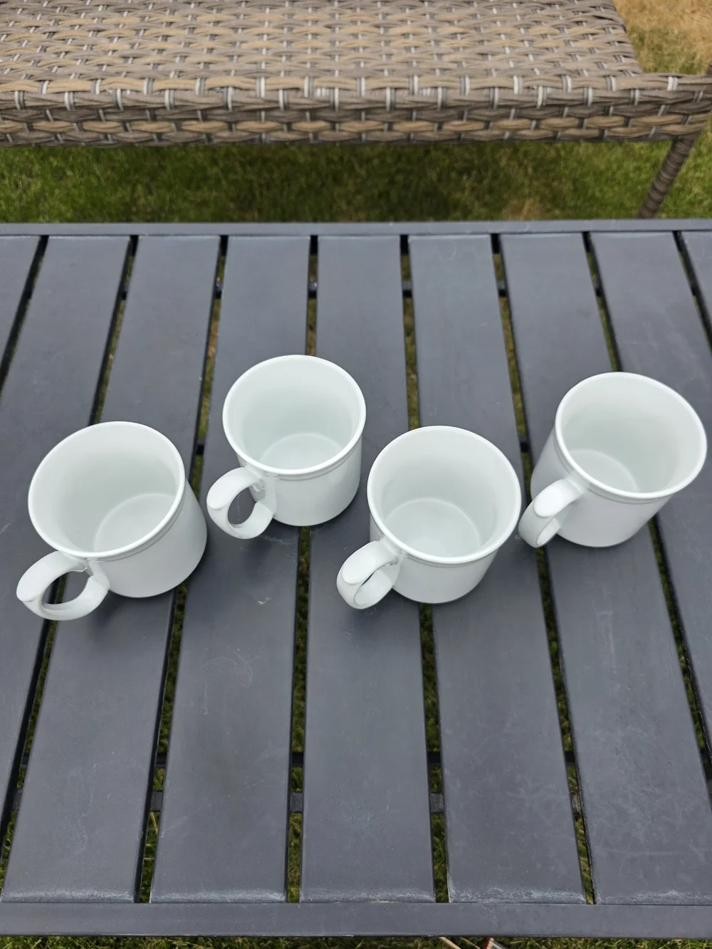 Williams Sonoma Pantry Essentials White Porcelain Coffee Mugs Set of 4 Oven Safe